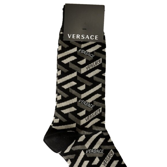 Versace Multi-Color Logo Print Athletic Socks sz L - Picture 1 of 2